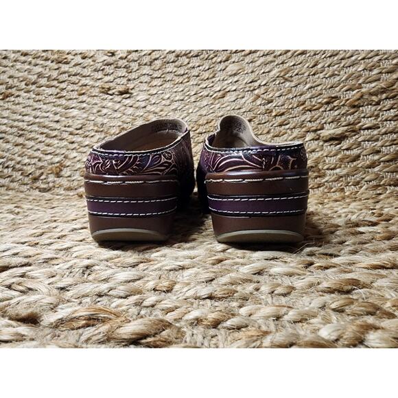 NEW L’Artiste Zigino Camel Multicolored Floral Leather Woven Slip-On Clogs Sz 37 - Picture 8 of 12